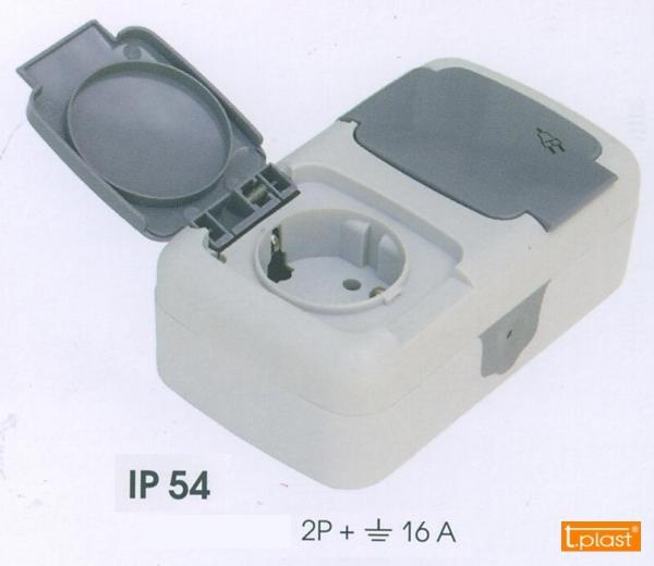 Блок 2х розеток с крышой ОУ IP54 фото
