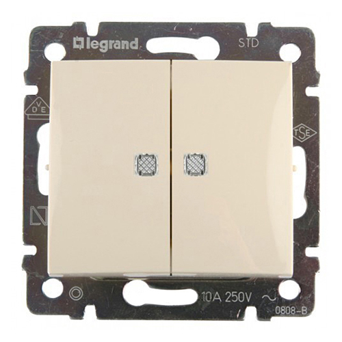 Двойной выключатель с подсветкой - Valena - 10 A - 250 В~ - слоновая кость - арт. 774328 фото