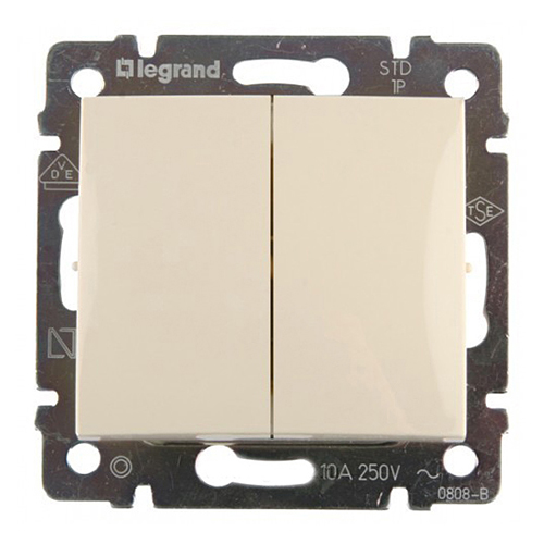 Переключатель на два направления двухклавишный - Valena - 10 A - 250 В~ - слоновая кость - арт. 774308 фото