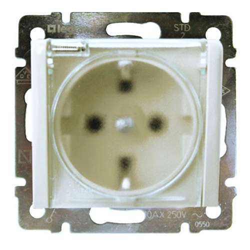 Розетка - Valena - IP 44 - немецкий стандарт - 2К+3 - с крышкой и защитными шторками - белый - арт. 774220 фото