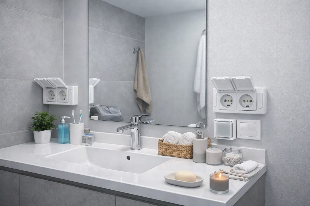 Установка розеток в ванной комнате