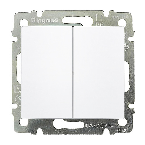 Выключатель двухклавишный - Valena - 10 A - 250 В~ - белый - арт. 774405 фото