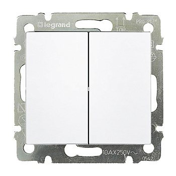 Выключатель двухклавишный - Valena - 10 A - 250 В~ - белый - арт. 774405 фото